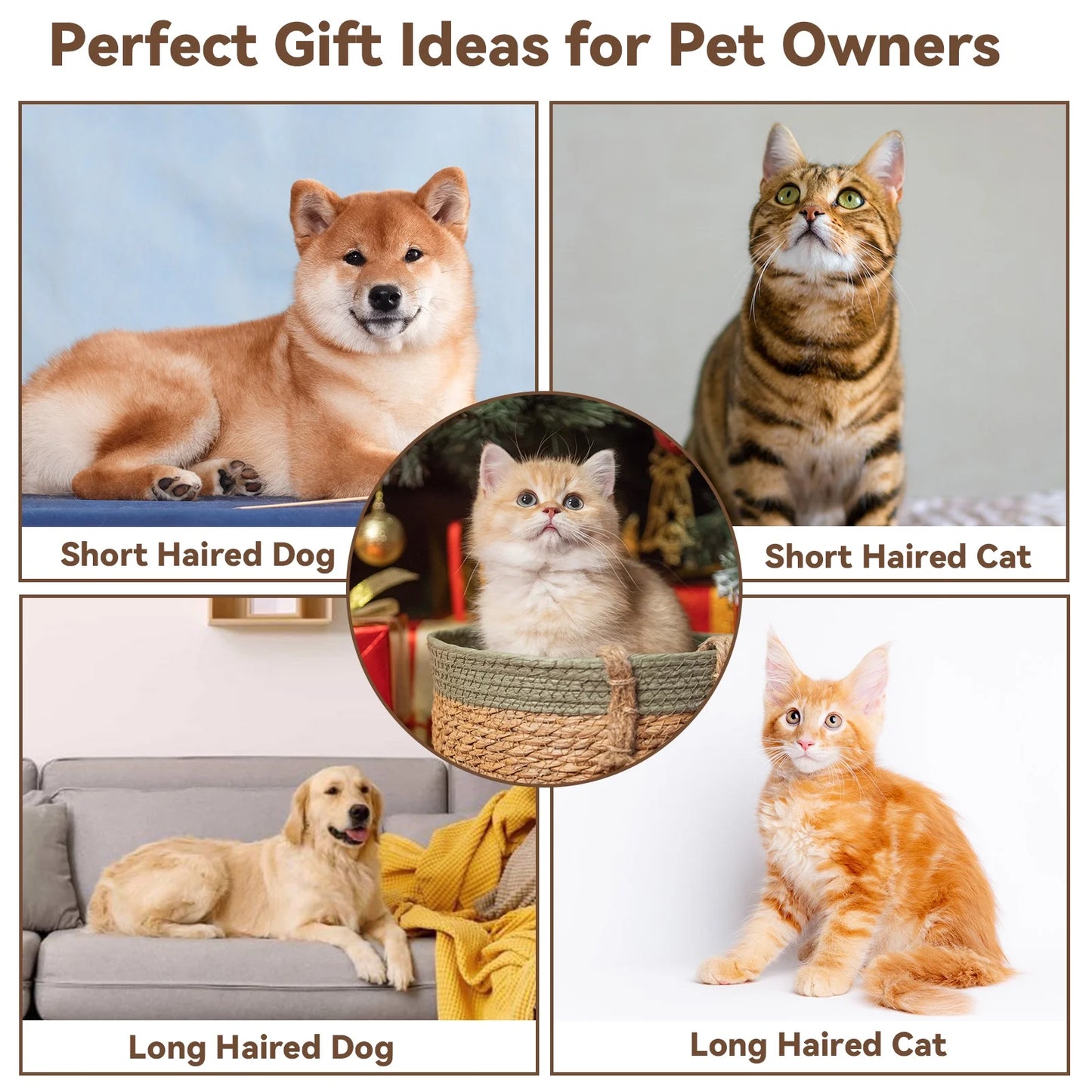 Cat & Dog Grooming Brush – Self-Cleaning Slicker Brush for Shedding, Removes Loose Fur & Tangles, Gentle & Skin-Friendly, Perfect for All Coat Types – Gray