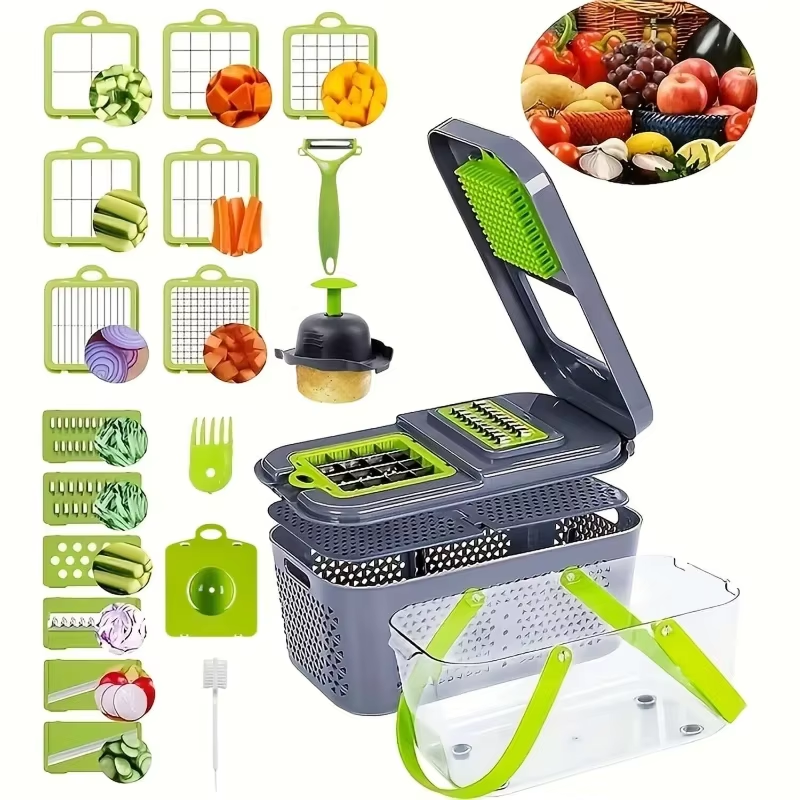 22 Piece Sets Multifunctional Manual Chopper Household Kitchen Accessories Cutter Slicer Onion Dicer Vegetable Potato Cutter