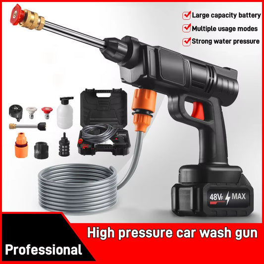 Portable Cordless Electric Washing Machine, Professional Car Wash Set High Pressure Washer, Multi-Nozzle High Pressure Washer