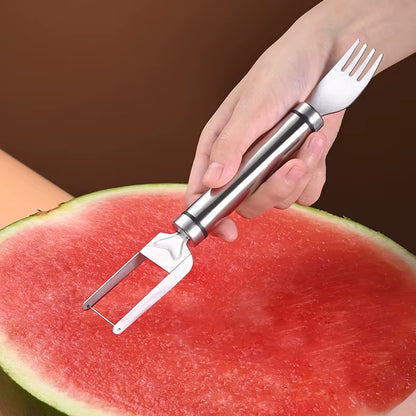 Stainless Steel Watermelon Cutting Tool Functional Watermelon Fork Slicer Slicing Tool for Melons Fruit Fork Kitchen Gadgets