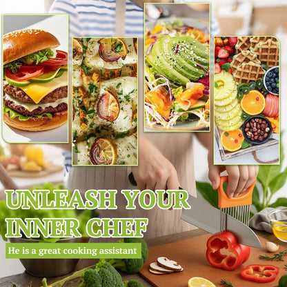 6Pieces Onion Holder for Slicing, Stainless Steel Onion Cutter for Slicing, Potato Lemon Slicer Tomato Slicers Kitchen Comb for Vegetables, Fruit and Meat