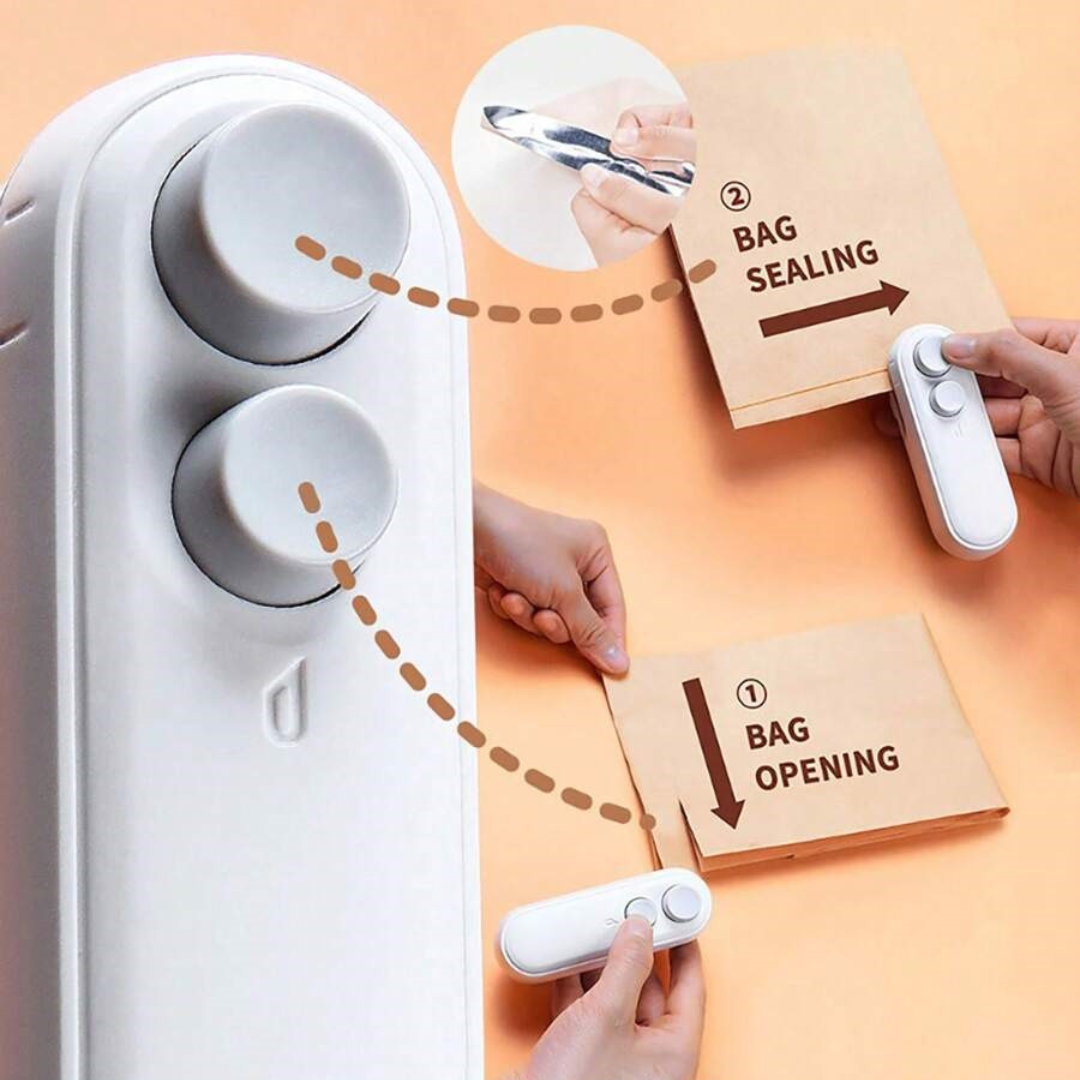 Mini Bag Sealer Rechargeable Bag Sealer 2 in 1 Bag Sealer Heat Seal with Cutter