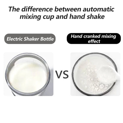Electric Protein Shaker Bottle with Blender,Plastic Drink Mixer Cup for Coffee Milk Mixing,White