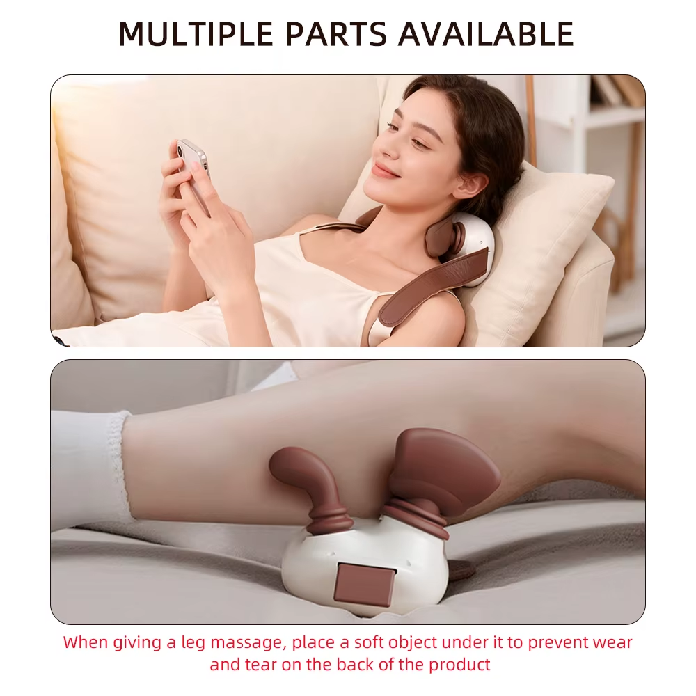 4D Hand Shaped Kneading Neck and Shoulder Massager Portable Neck Shoulder Massage Pillow Brushless Motor Trapezius Masajeador