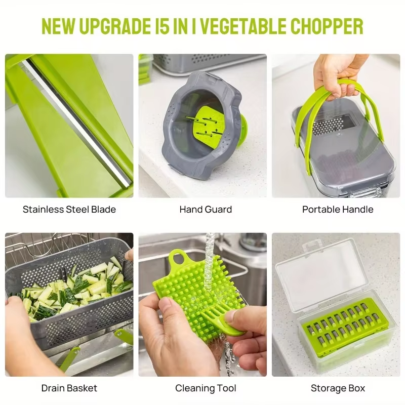 22 Piece Sets Multifunctional Manual Chopper Household Kitchen Accessories Cutter Slicer Onion Dicer Vegetable Potato Cutter