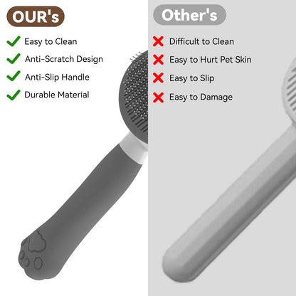 Cat & Dog Grooming Brush – Self-Cleaning Slicker Brush for Shedding, Removes Loose Fur & Tangles, Gentle & Skin-Friendly, Perfect for All Coat Types – Gray