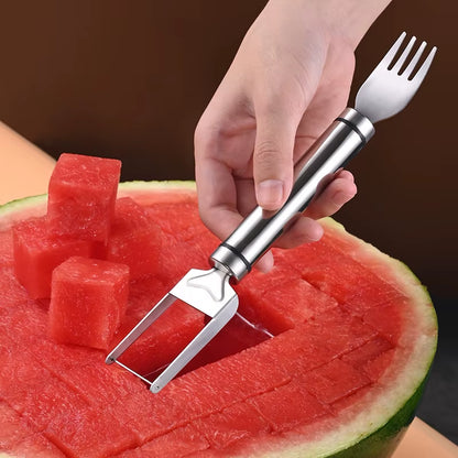 Stainless Steel Watermelon Cutting Tool Functional Watermelon Fork Slicer Slicing Tool for Melons Fruit Fork Kitchen Gadgets