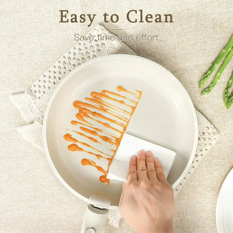 Ceramic Pots and Pans Set Non Stick, Nonstick Detachable Handle Cookware Sets, Healthy Non Toxic PFAS PFOA & PTFE Free, Dishwash