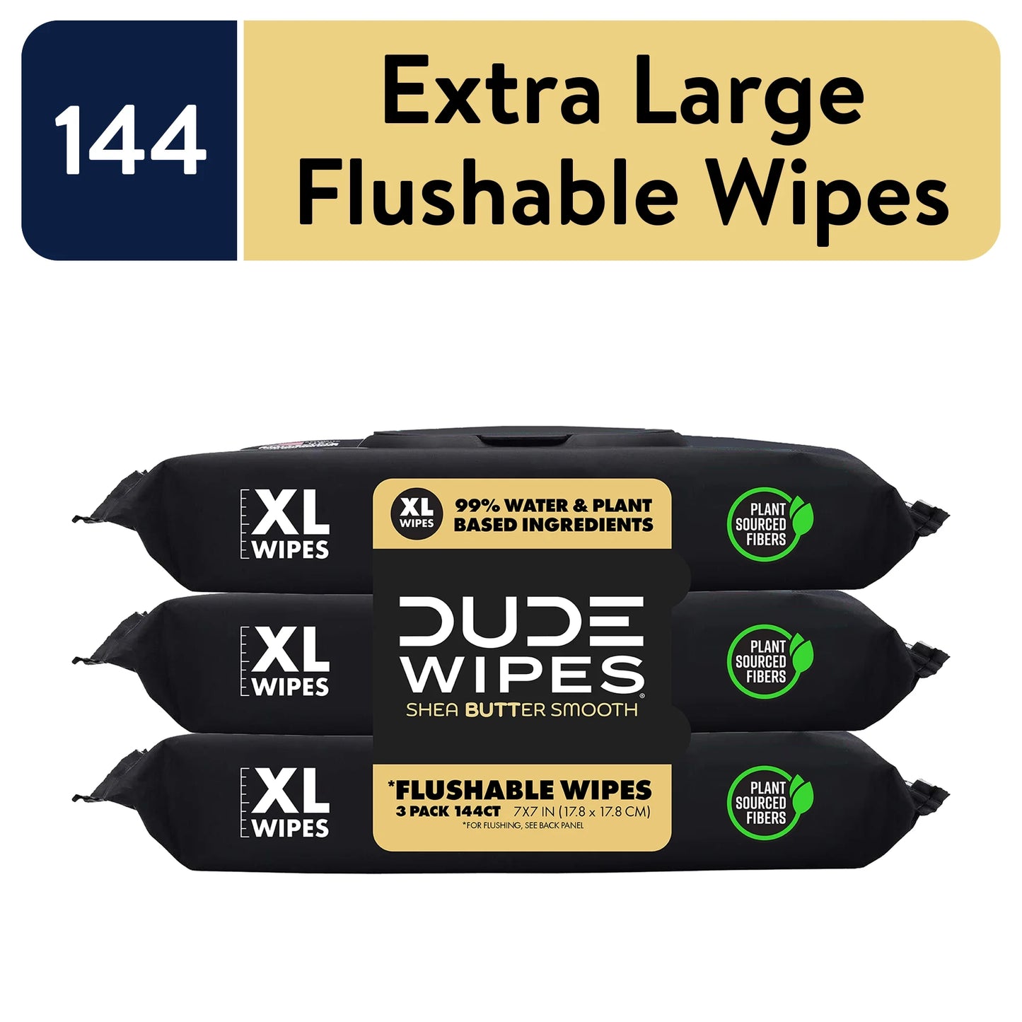 Flushable Wipes, XL Wet Wipes for at Home Use, Shea Butter Smooth, 144 Count
