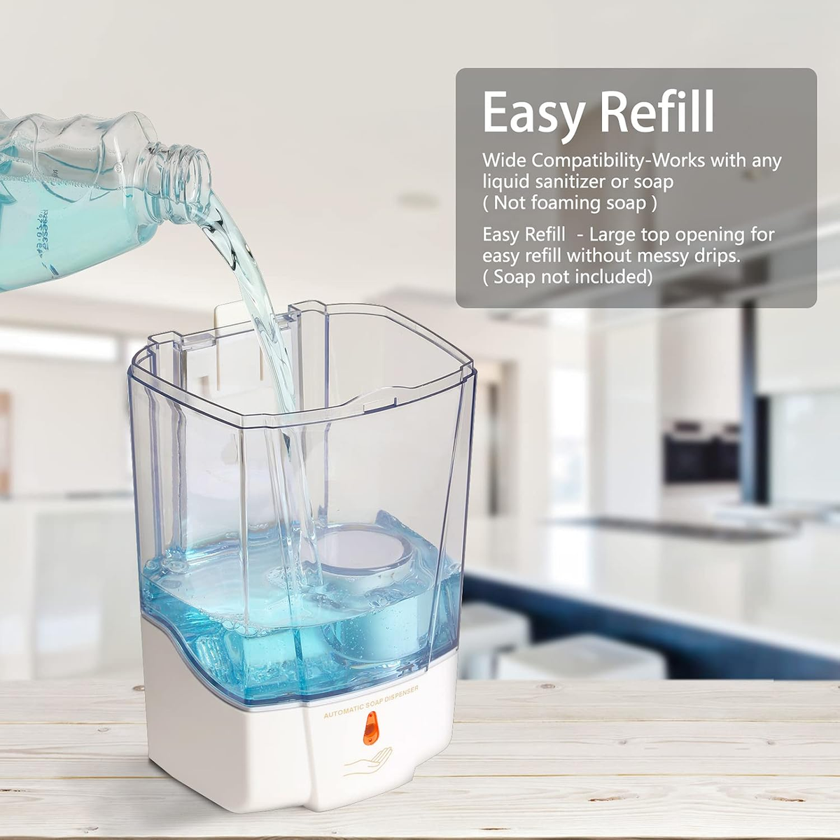 Automatic Hand Sanitizer & Soap Dispenser for Bathroom, Touchless Sensor Soap Dispenser Wall-Mounted, Gel/Liquid Hand Free Soap Dispenser, ABS Plastic 700Ml/24Oz M-1388E