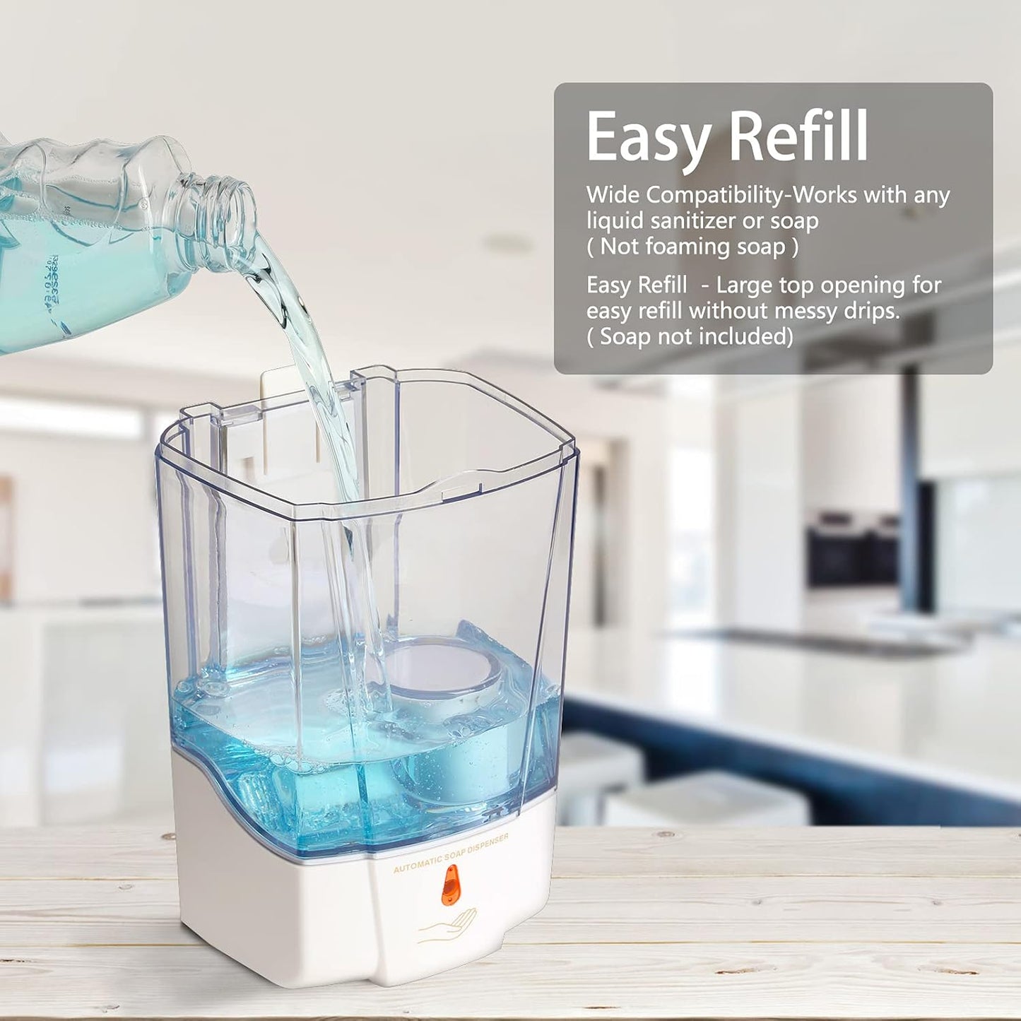 Automatic Hand Sanitizer & Soap Dispenser for Bathroom, Touchless Sensor Soap Dispenser Wall-Mounted, Gel/Liquid Hand Free Soap Dispenser, ABS Plastic 700Ml/24Oz M-1388E