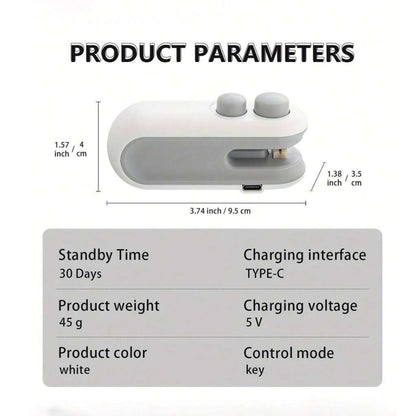 Mini Bag Sealer Rechargeable Bag Sealer 2 in 1 Bag Sealer Heat Seal with Cutter
