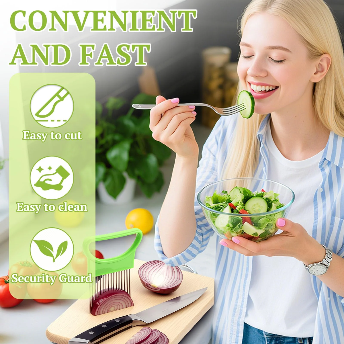 6Pieces Onion Holder for Slicing, Stainless Steel Onion Cutter for Slicing, Potato Lemon Slicer Tomato Slicers Kitchen Comb for Vegetables, Fruit and Meat