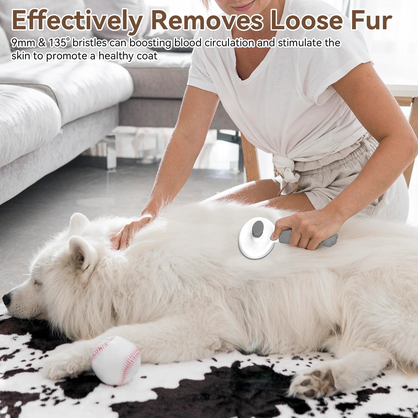 Cat & Dog Grooming Brush – Self-Cleaning Slicker Brush for Shedding, Removes Loose Fur & Tangles, Gentle & Skin-Friendly, Perfect for All Coat Types – Gray