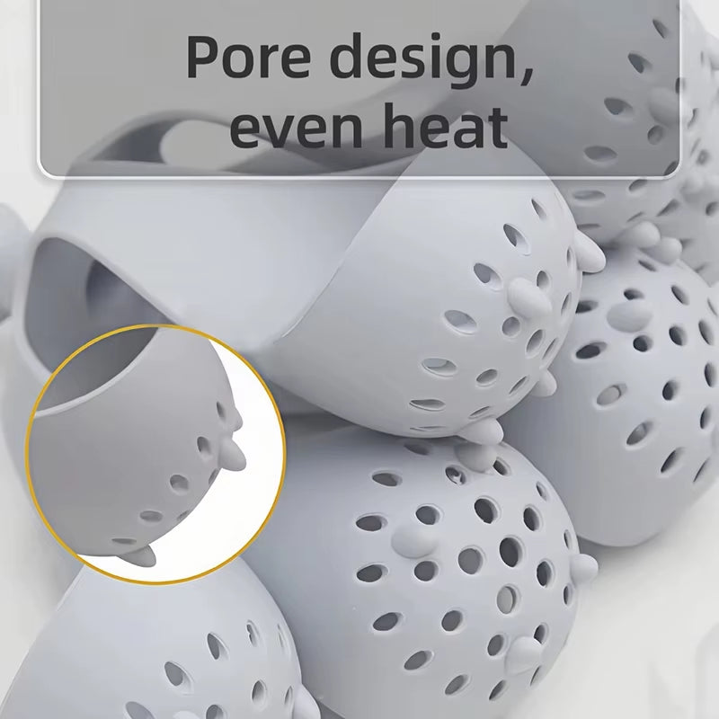 4/6 Holes Silicone Egg Boiler Rack Freestanding Egg Boiler Household Steamed Egg Tray Cooker Kitchen Portable Storage Gadget