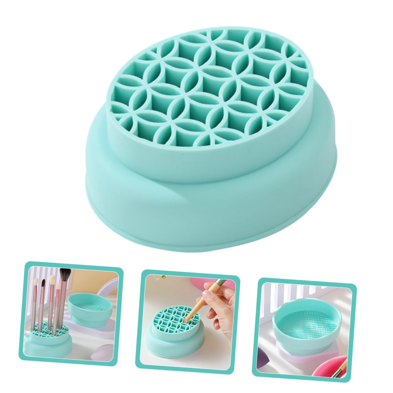 Silicone Makeup Brush Cleaning Bowl Real Makeup Brush Cleanser for Eyeshadow Drying Stand for Women Girls