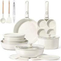 Ceramic Pots and Pans Set Non Stick, Nonstick Detachable Handle Cookware Sets, Healthy Non Toxic PFAS PFOA & PTFE Free, Dishwash