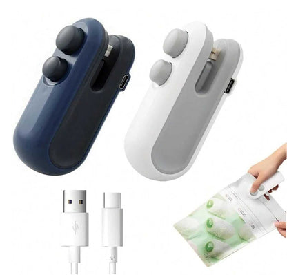 Mini Bag Sealer Rechargeable Bag Sealer 2 in 1 Bag Sealer Heat Seal with Cutter