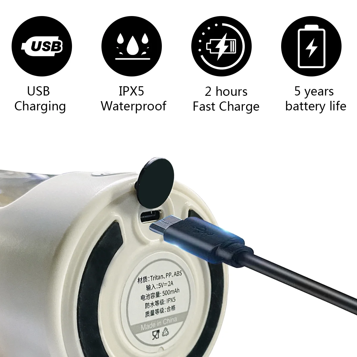 Electric Protein Shaker Bottle with Blender,Plastic Drink Mixer Cup for Coffee Milk Mixing,White