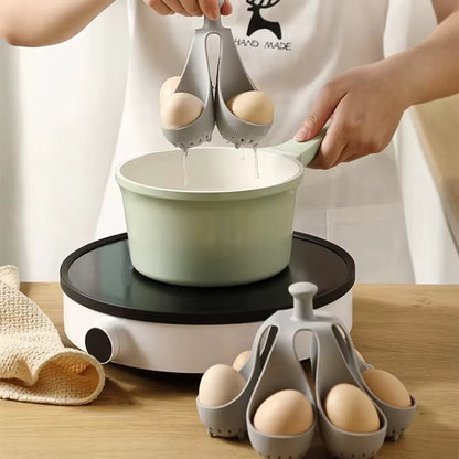 4/6 Holes Silicone Egg Boiler Rack Freestanding Egg Boiler Household Steamed Egg Tray Cooker Kitchen Portable Storage Gadget