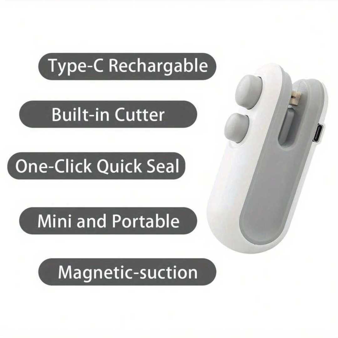 Mini Bag Sealer Rechargeable Bag Sealer 2 in 1 Bag Sealer Heat Seal with Cutter