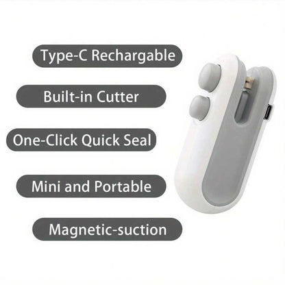 Mini Bag Sealer Rechargeable Bag Sealer 2 in 1 Bag Sealer Heat Seal with Cutter