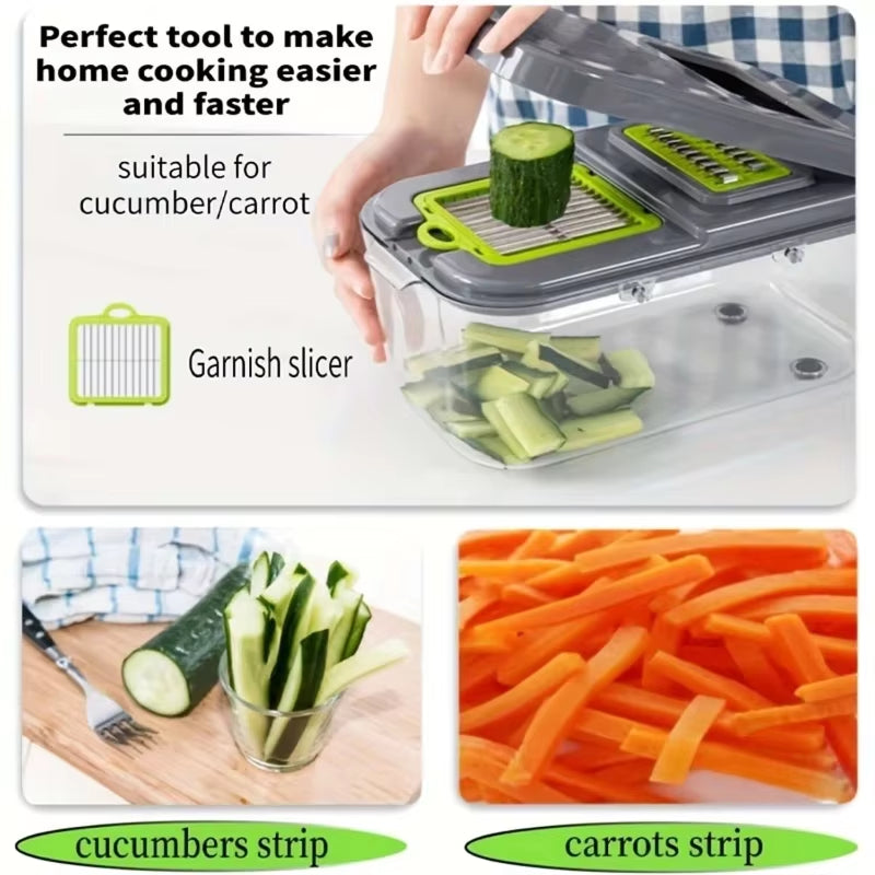 22 Piece Sets Multifunctional Manual Chopper Household Kitchen Accessories Cutter Slicer Onion Dicer Vegetable Potato Cutter