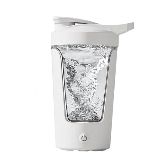 Electric Protein Shaker Bottle with Blender,Plastic Drink Mixer Cup for Coffee Milk Mixing,White