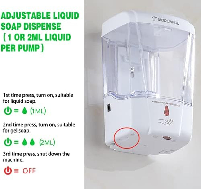 Automatic Hand Sanitizer & Soap Dispenser for Bathroom, Touchless Sensor Soap Dispenser Wall-Mounted, Gel/Liquid Hand Free Soap Dispenser, ABS Plastic 700Ml/24Oz M-1388E