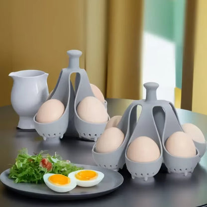 4/6 Holes Silicone Egg Boiler Rack Freestanding Egg Boiler Household Steamed Egg Tray Cooker Kitchen Portable Storage Gadget